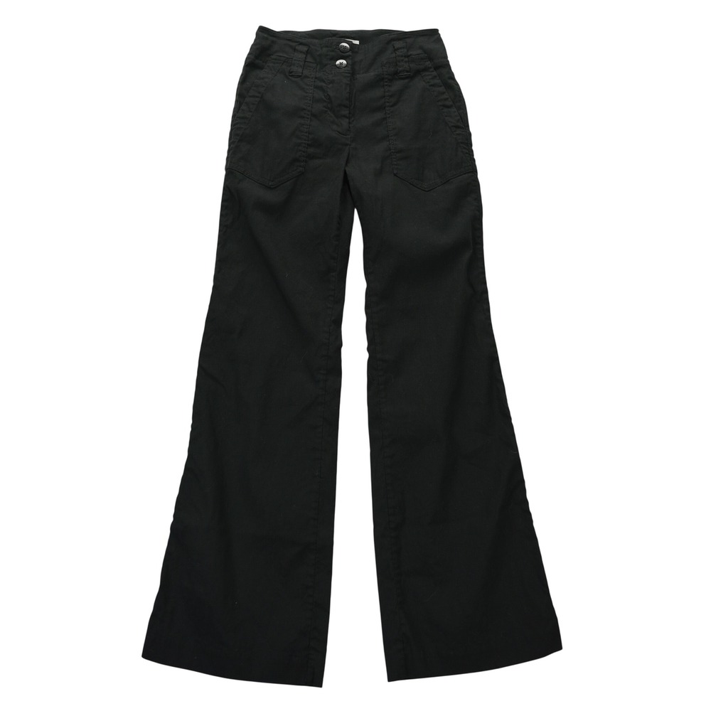 Maeve by Anthropologie Naomi Linen Black Wide Leg Blend Trousers Pants Size 0 - Picture 2 of 9